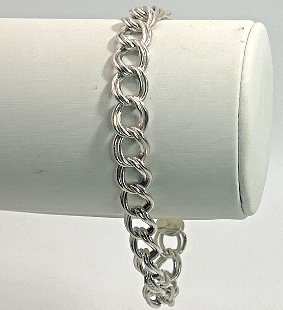 Vintage .925 Sterling Silver 7.5 mm Double Link Chain 7″ Starter Charm Bracelet
