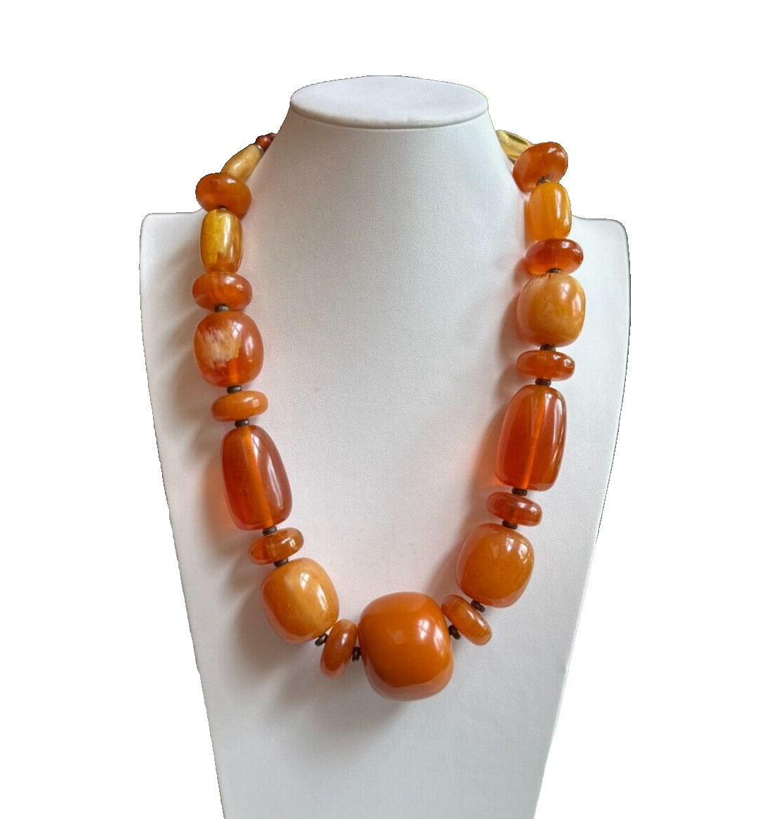 Exquisite Antique Baltic Amber Necklace in Butterscotch and Egg Yolk, 24 1/2″