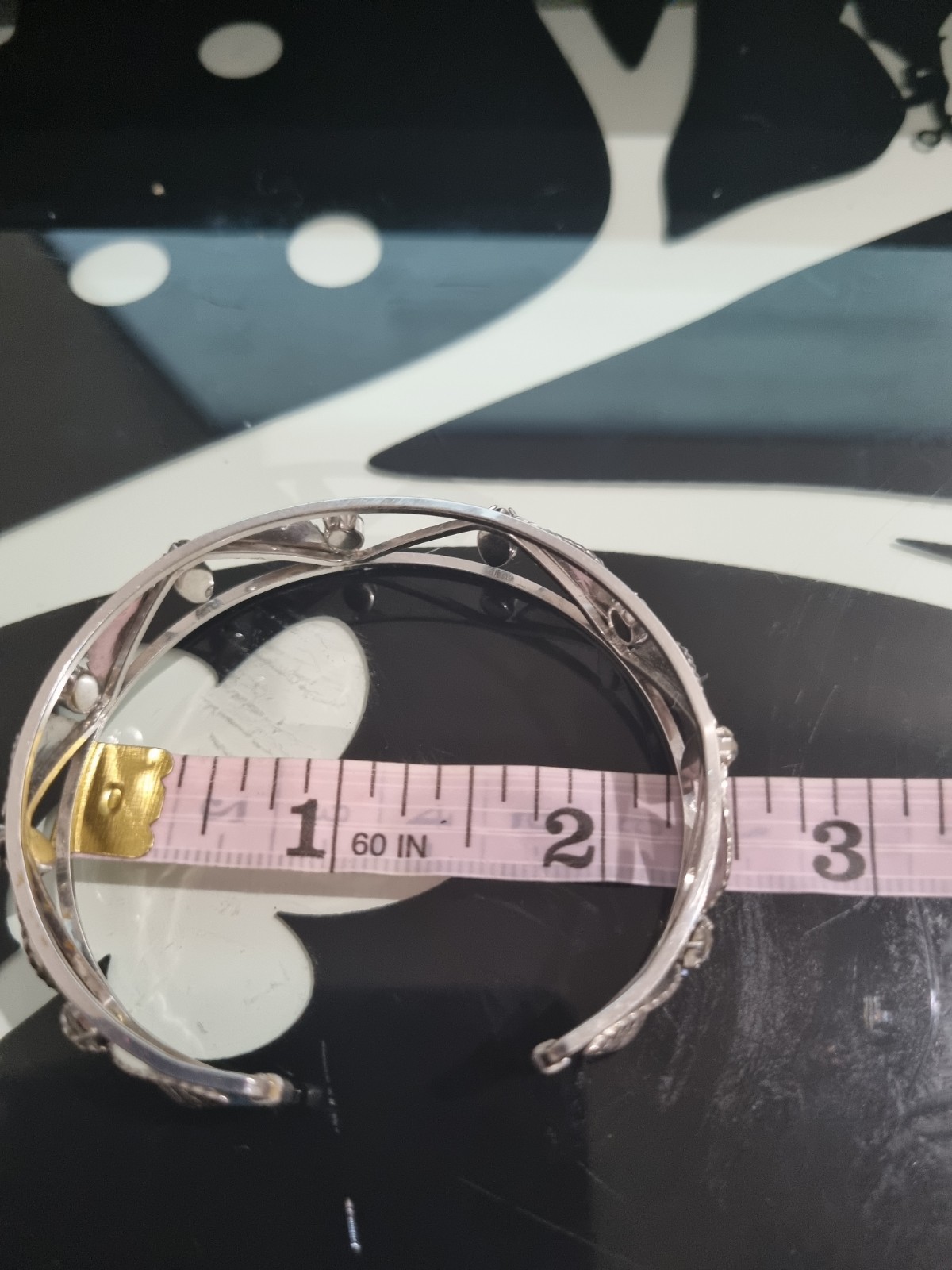 Vintage 14k White Gold Fill Crystal Cuff Bangle Wedding Bride See Video USA made