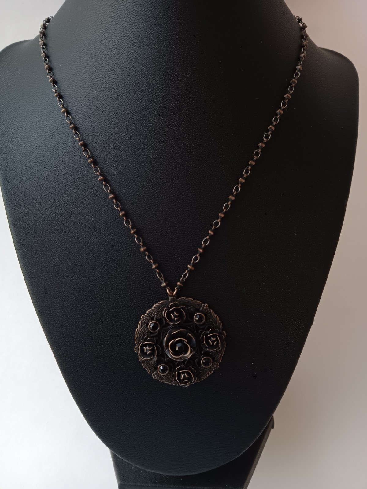 Vtg Art Nouveau Lizpaiacios Incredible Bronze Dimensional Pendant Necklace 18″