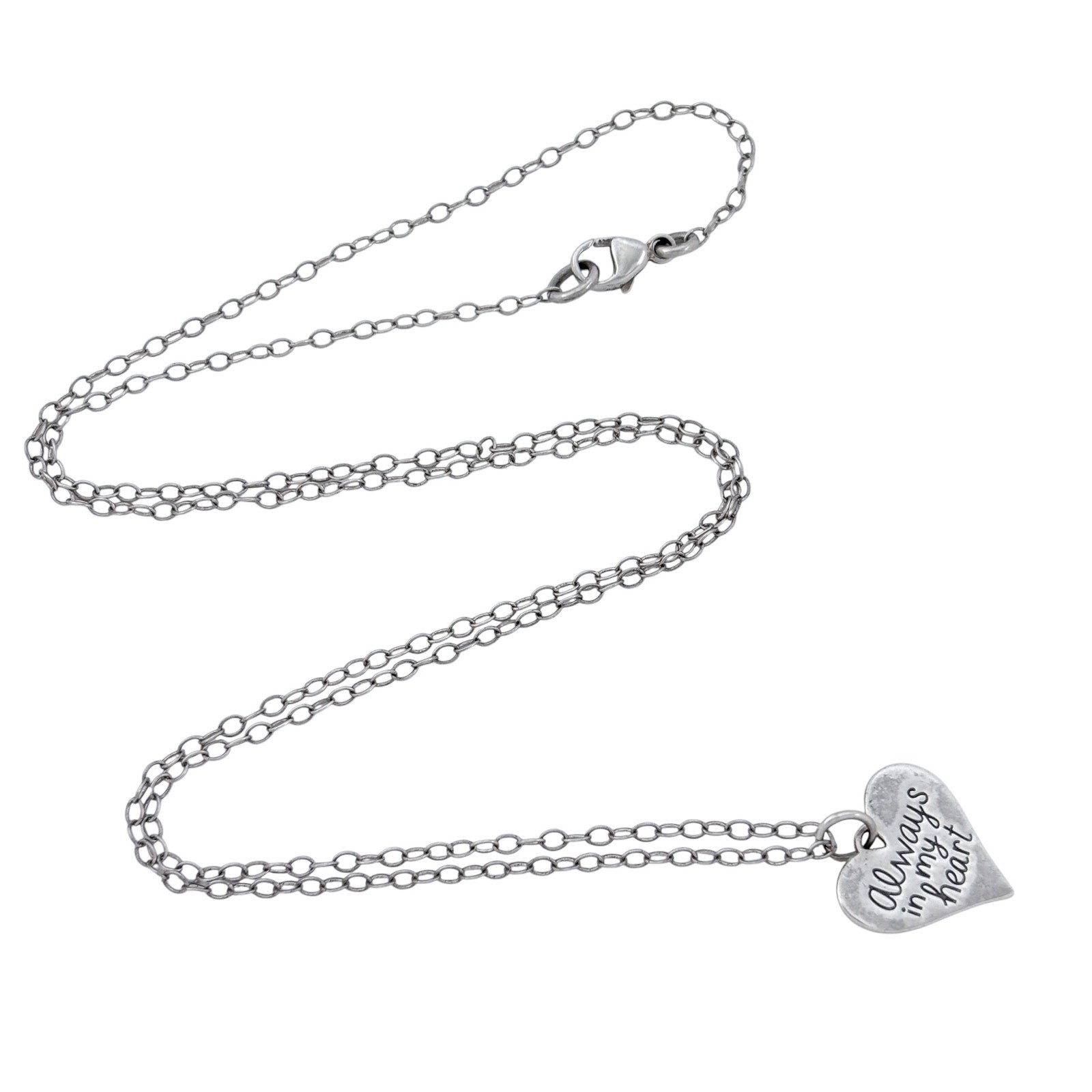 Vintage Sterling Silver 925 Always In My Heart Pendant Necklace 20″