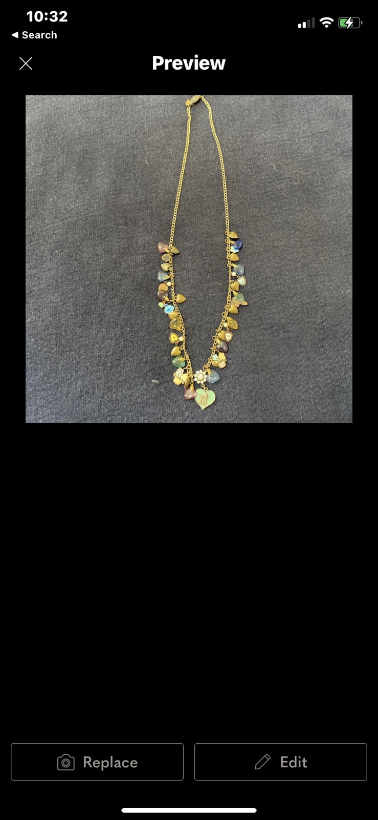 Vintage Glass Works Studio Glass & Brass Charms in Multi Colors Necklace 24″