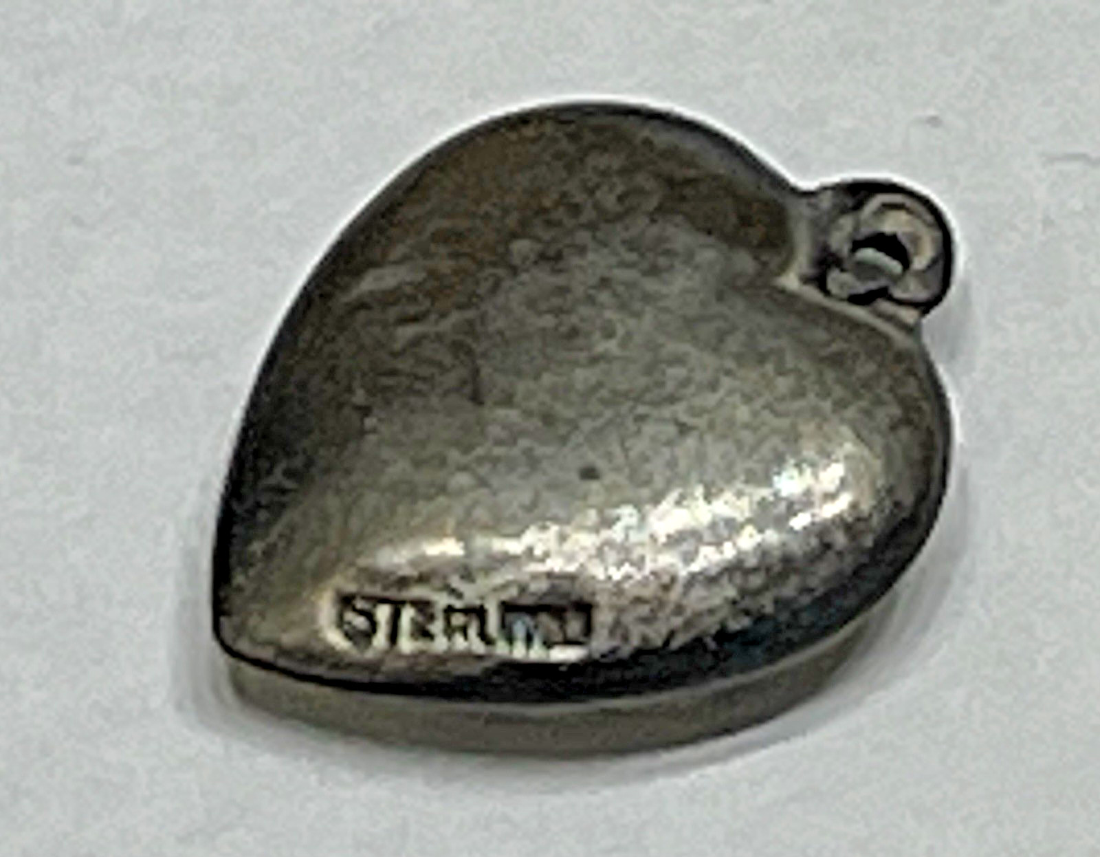 Sterling Silver Heart Flower Charm Puffy Enamel Pansy 925 Vintage Stamped Yellow