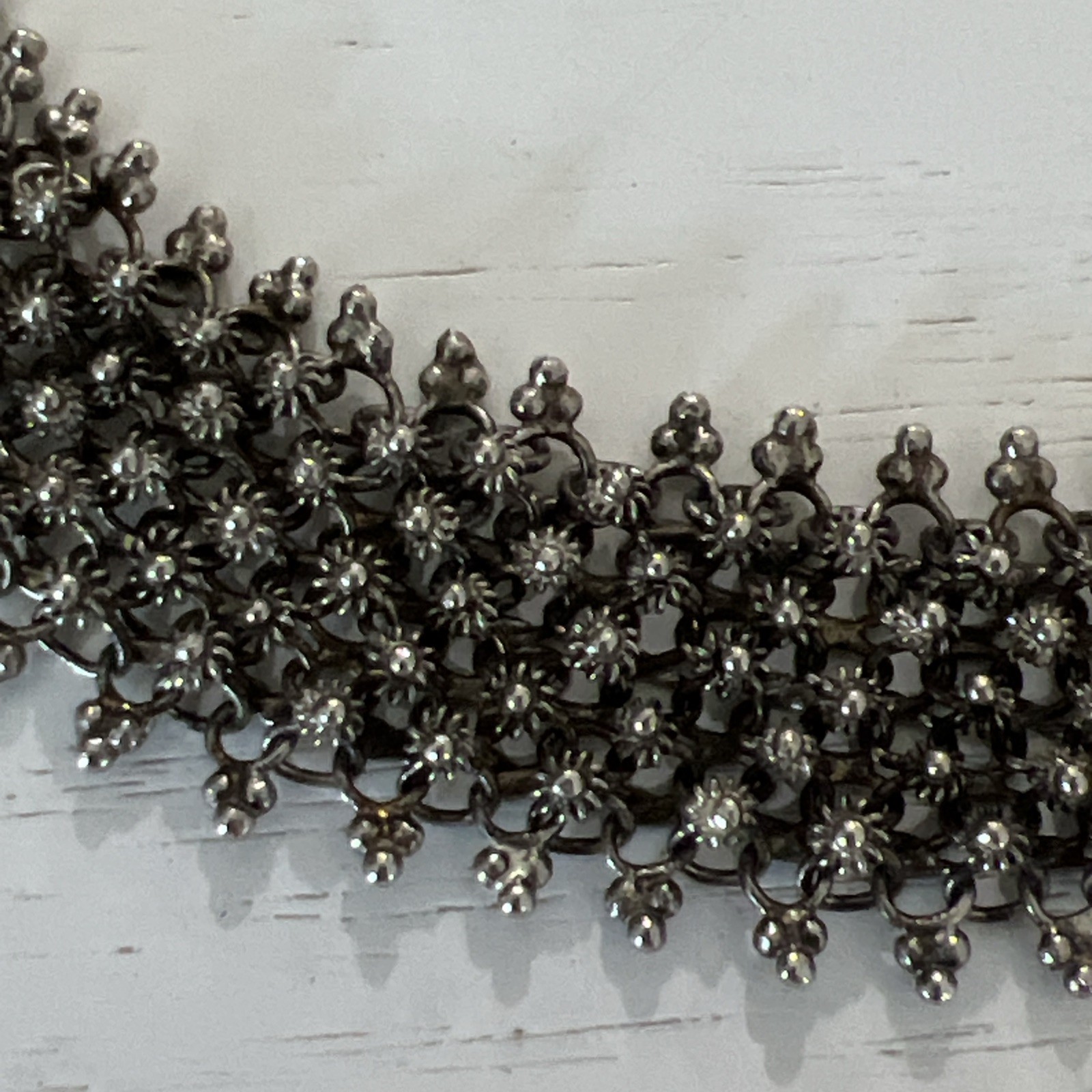 Antique Victorian Cannetille Flower Mesh Choker Collar Necklace
