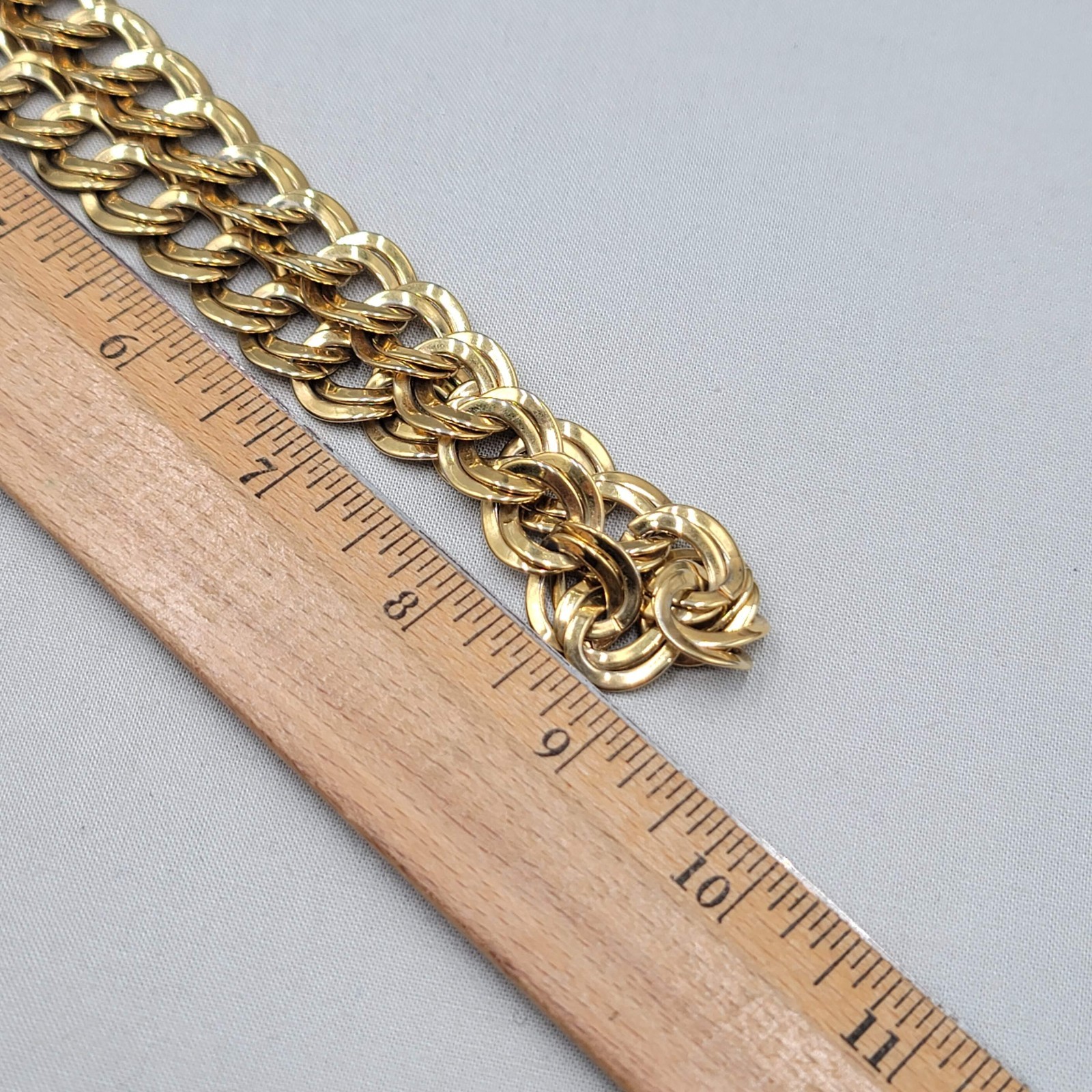 Vintage Double Link Chain Collar Necklace Gold Plated 18″