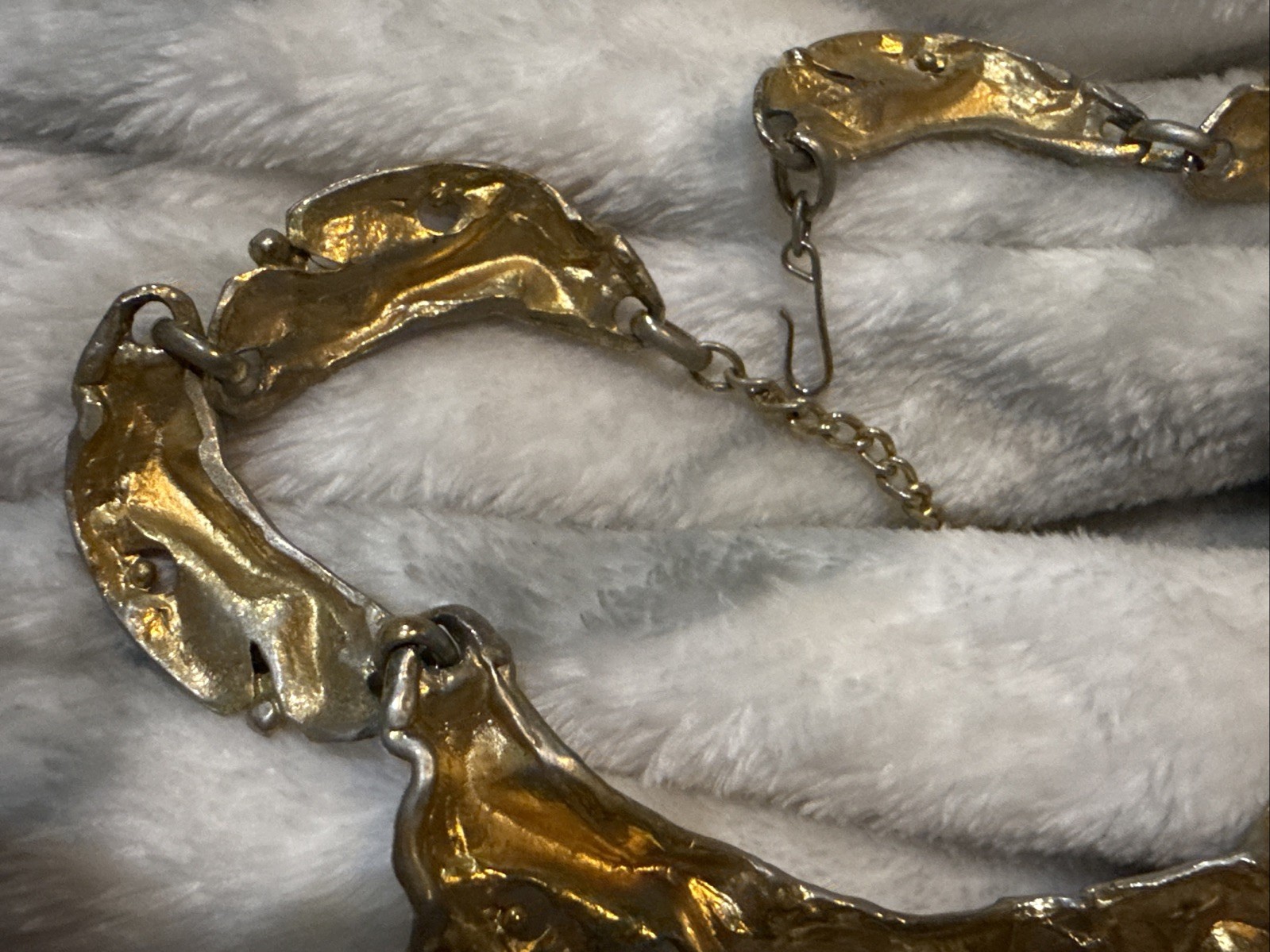 Napier Gold Plate “Melted Metal” Brutallist Eugene Bertolli Design Bib Necklace