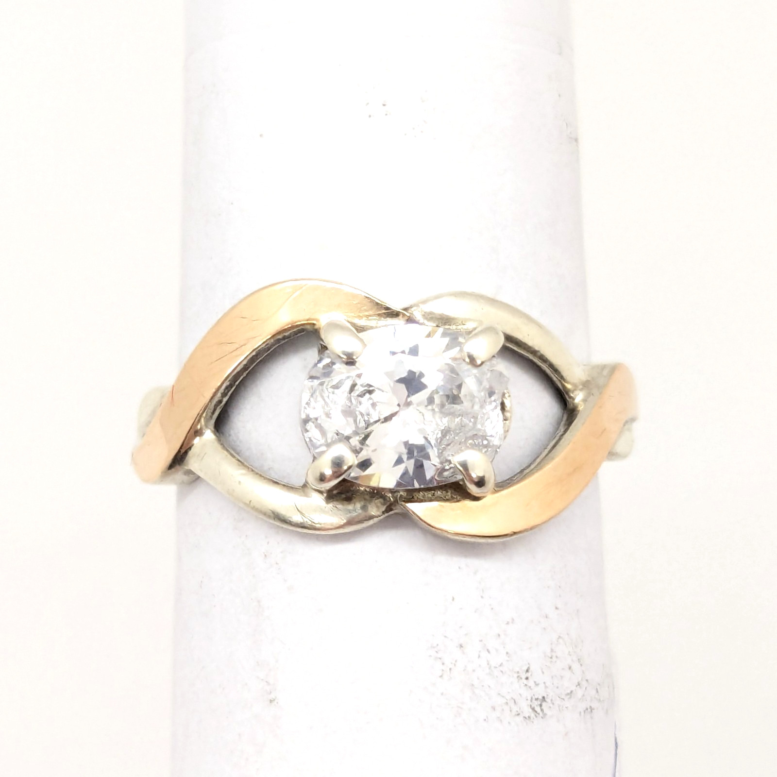Vintage Luxury RING Silver 925 with Gold Inlay 375 -size: 7.5US (17.5mm)| UA #21