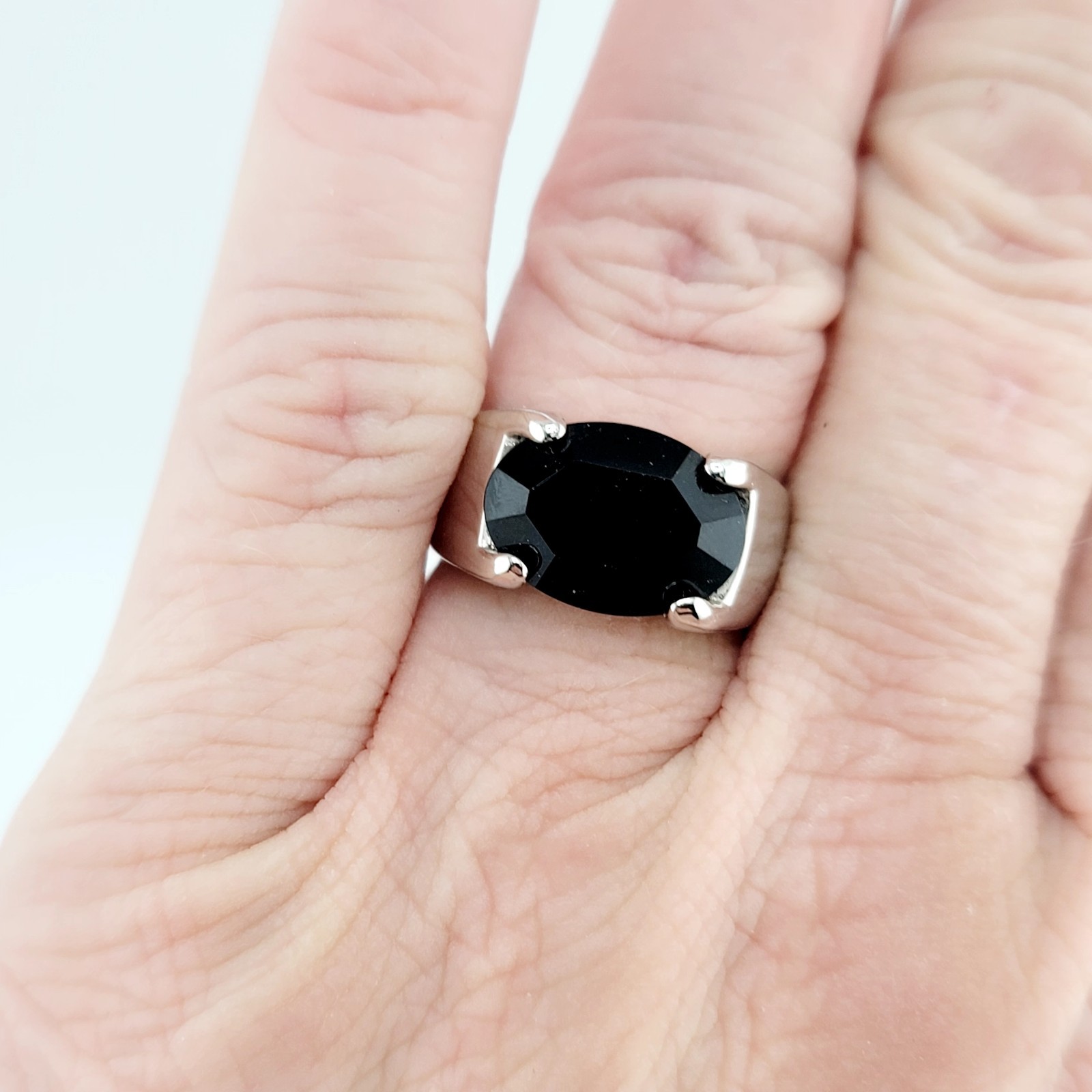 Vtg Sz 6 Ring Band ESPO Unsigned Esposito Black Cubic Zirconia 14KGE Jewelry