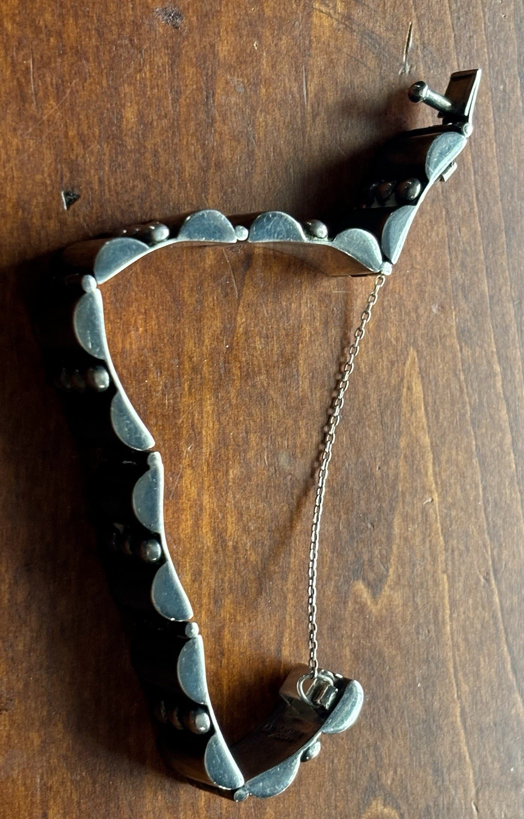 Vintage Higher Quality Taxco Bracelet W/Safety Chain ((Amazing Patina)) 7.25”