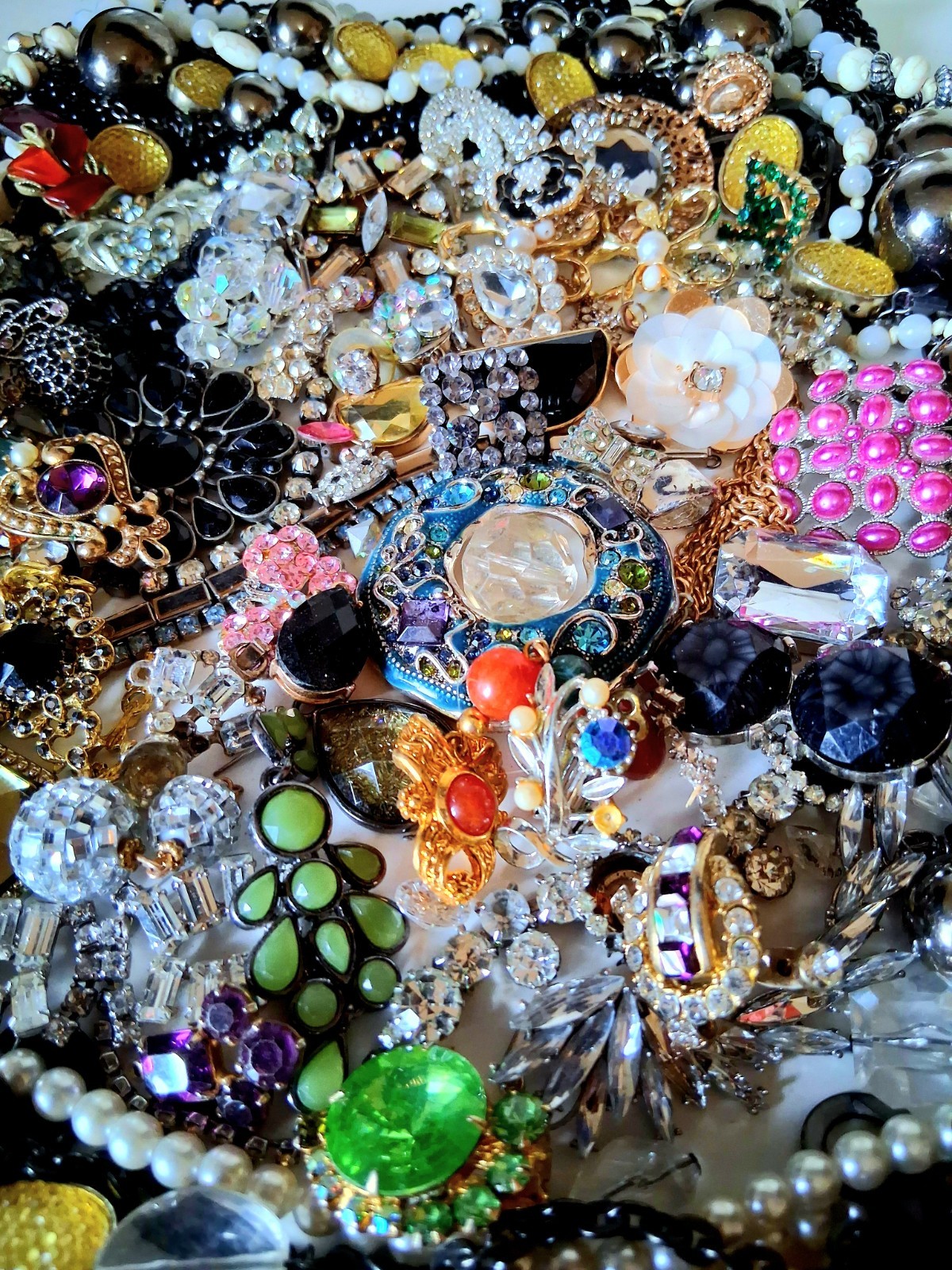 Vintage Rhinestone Crafting Lot Some For Resell And Wearable Lots Of Bling Fun