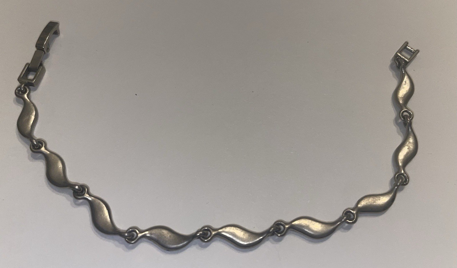 Vintage Marcasite Bracelet Silver Tone Wave Leaf Design Art Deco Style