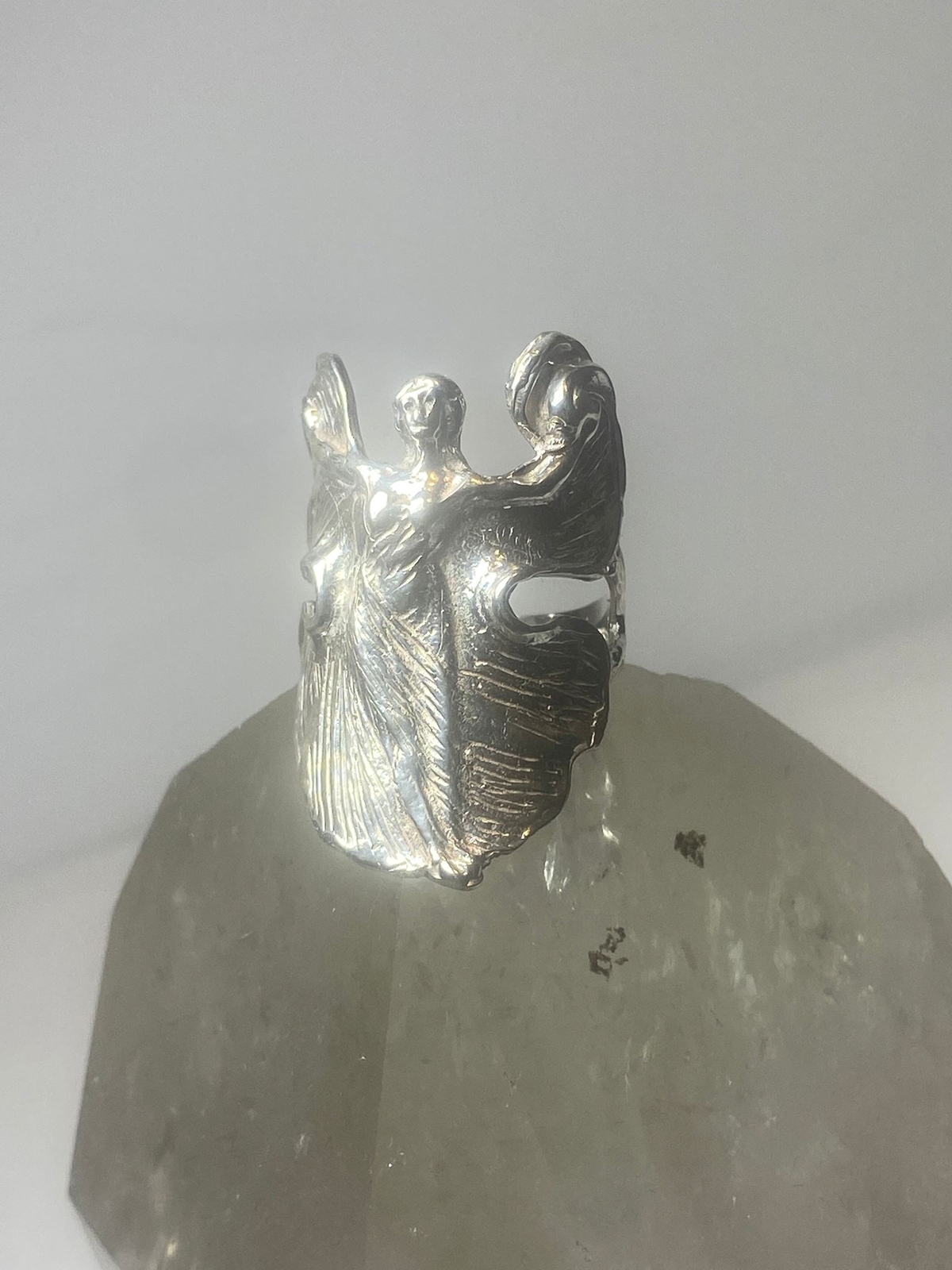 Wings Lady ring Art Deco influences band sterling silver women girls
