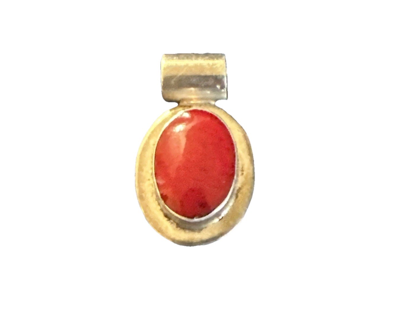 925 Sterling Silver Vintage Mexico Real Coral Slide Pendant 5.9g
