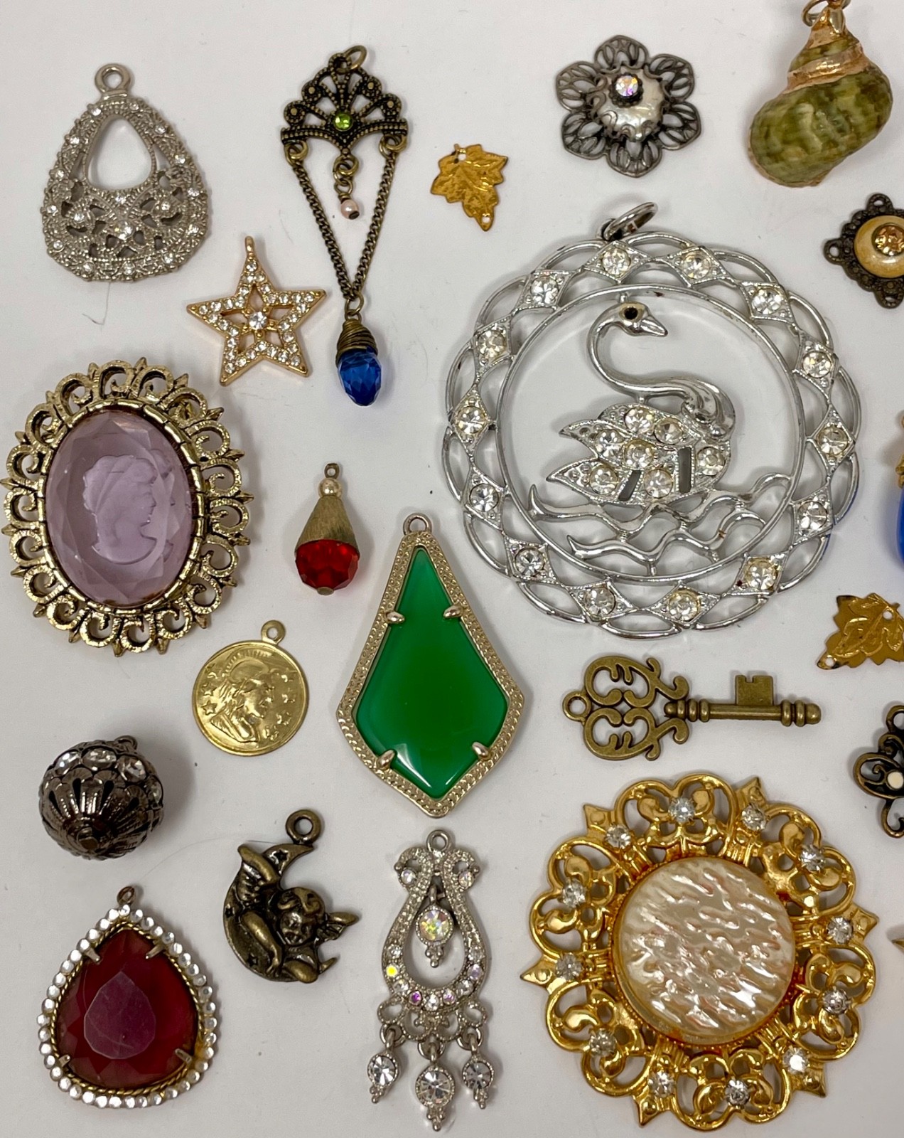 Lot Vtg & Modern Victorian Art Deco Style Pendants Findings Jewelry Craft Jn