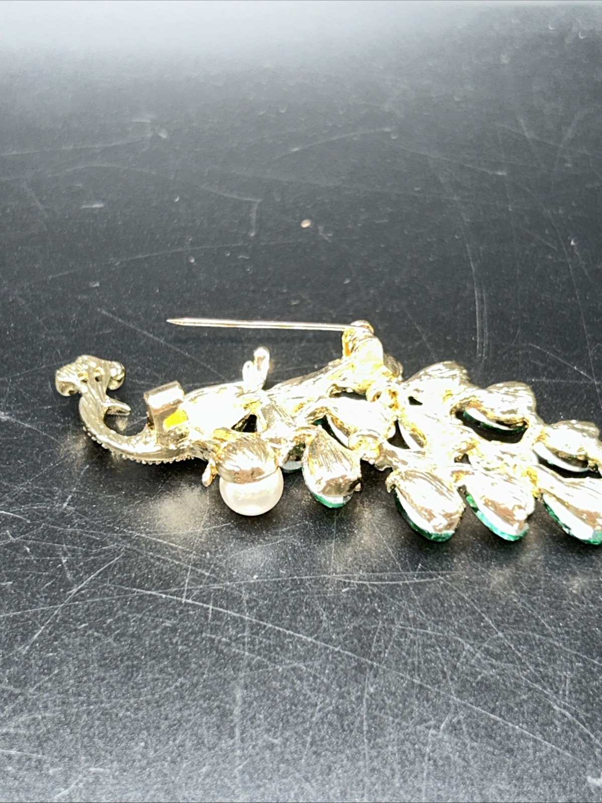 Modern Costume Jewelry Articulated Peacock Pin Brooch Gold Tone 2 3/4”