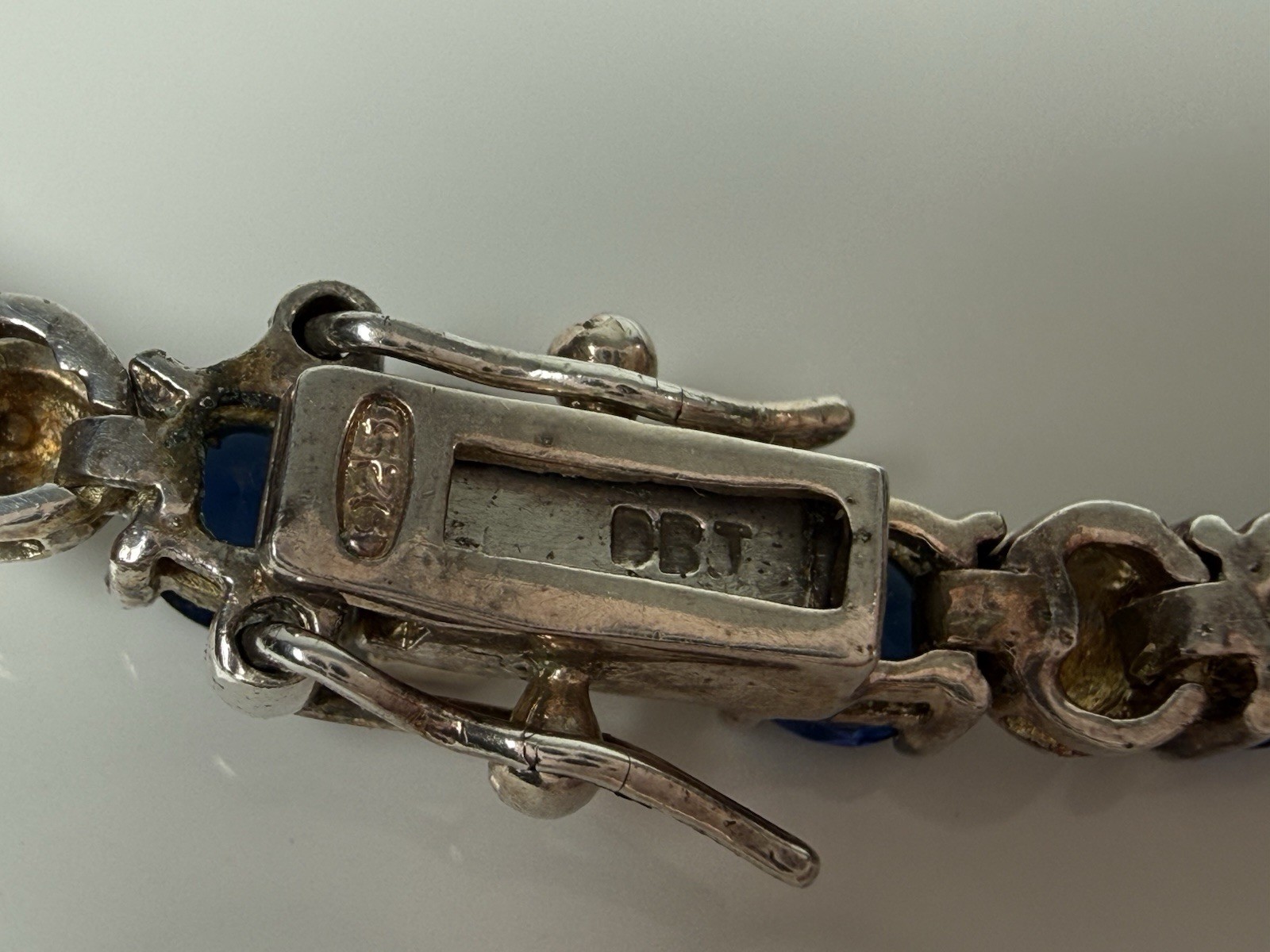 Vintage Sterling Silver Blue Glass Tennis 7” Bracelet Dee Berkley DBJ