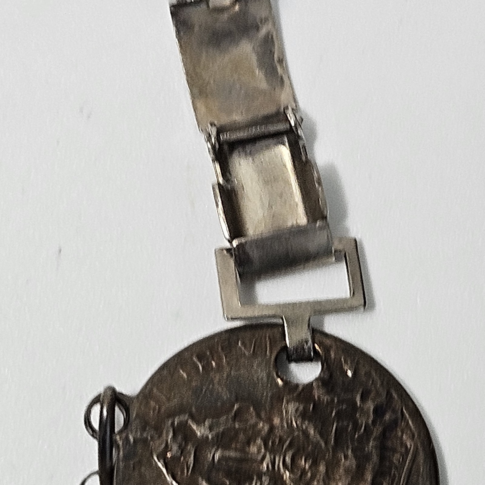 Vintage Roma Rome Coin Link Bracelet Fold Over Clasp 7″