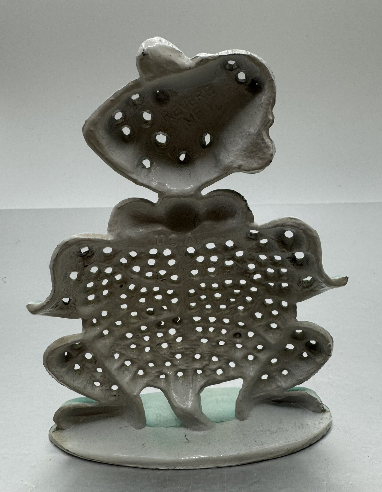Vintage Revere Mfg Metal Earrings Holder Turtle Top Hat Googly Eyes Display 5”