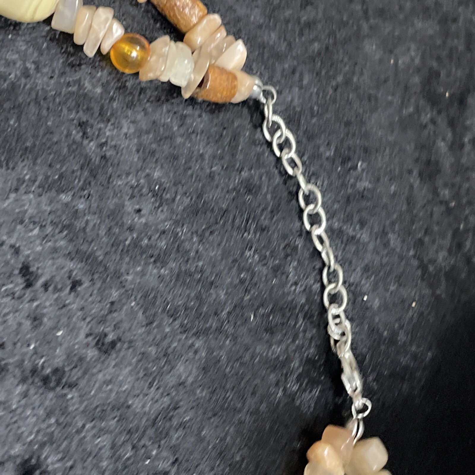 Vtg different Colors shapes natural stone beads double layer adjustable necklace