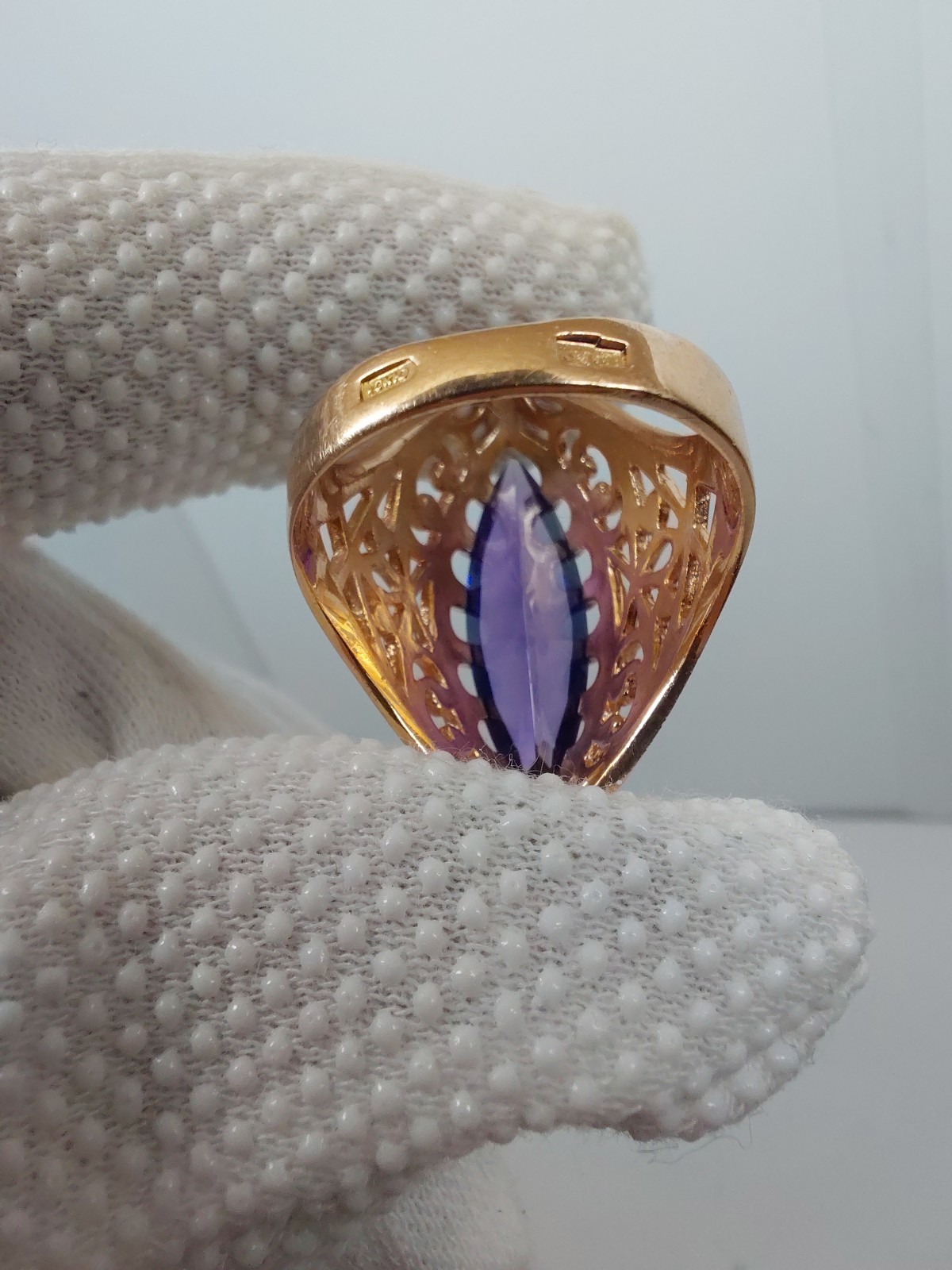 Vintage Soviet Solid Rose Gold Ring 14 K 583 Alexandrite Size 8.25