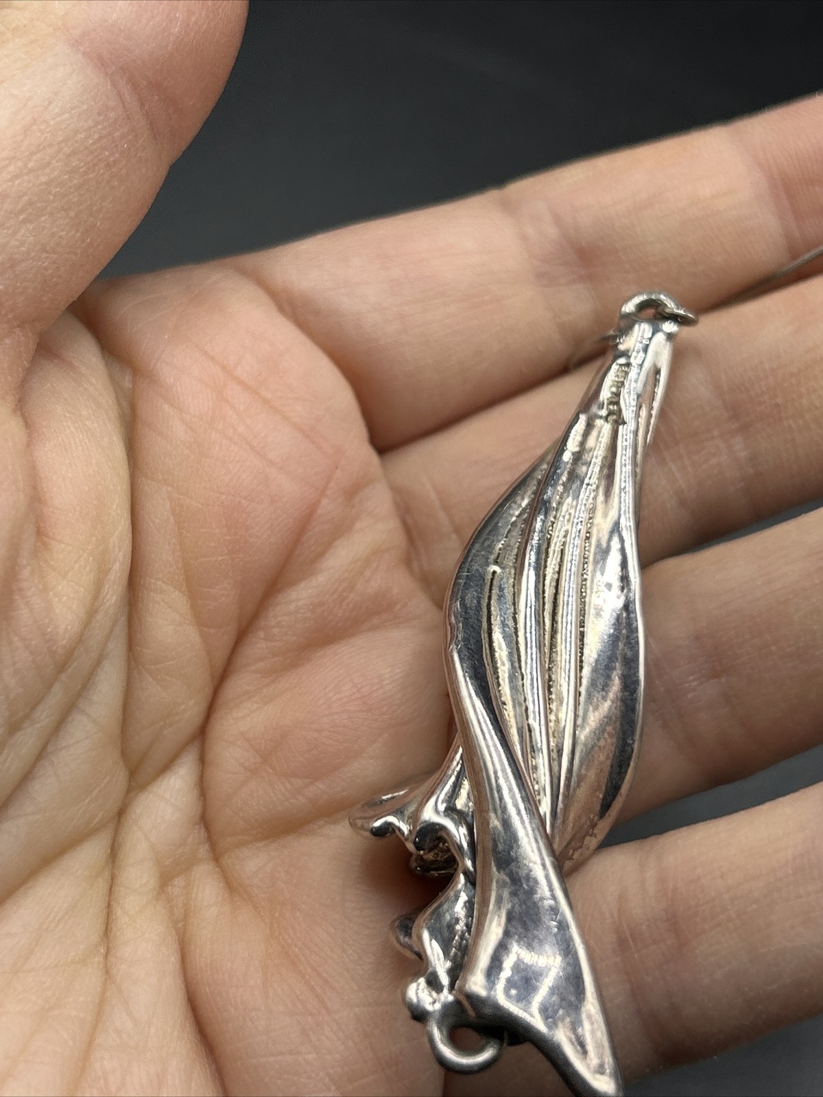 Dangle Pierced 3″ Brutalist HandCrafted Sterling Silver 925 Earrings ISRAEL 14g