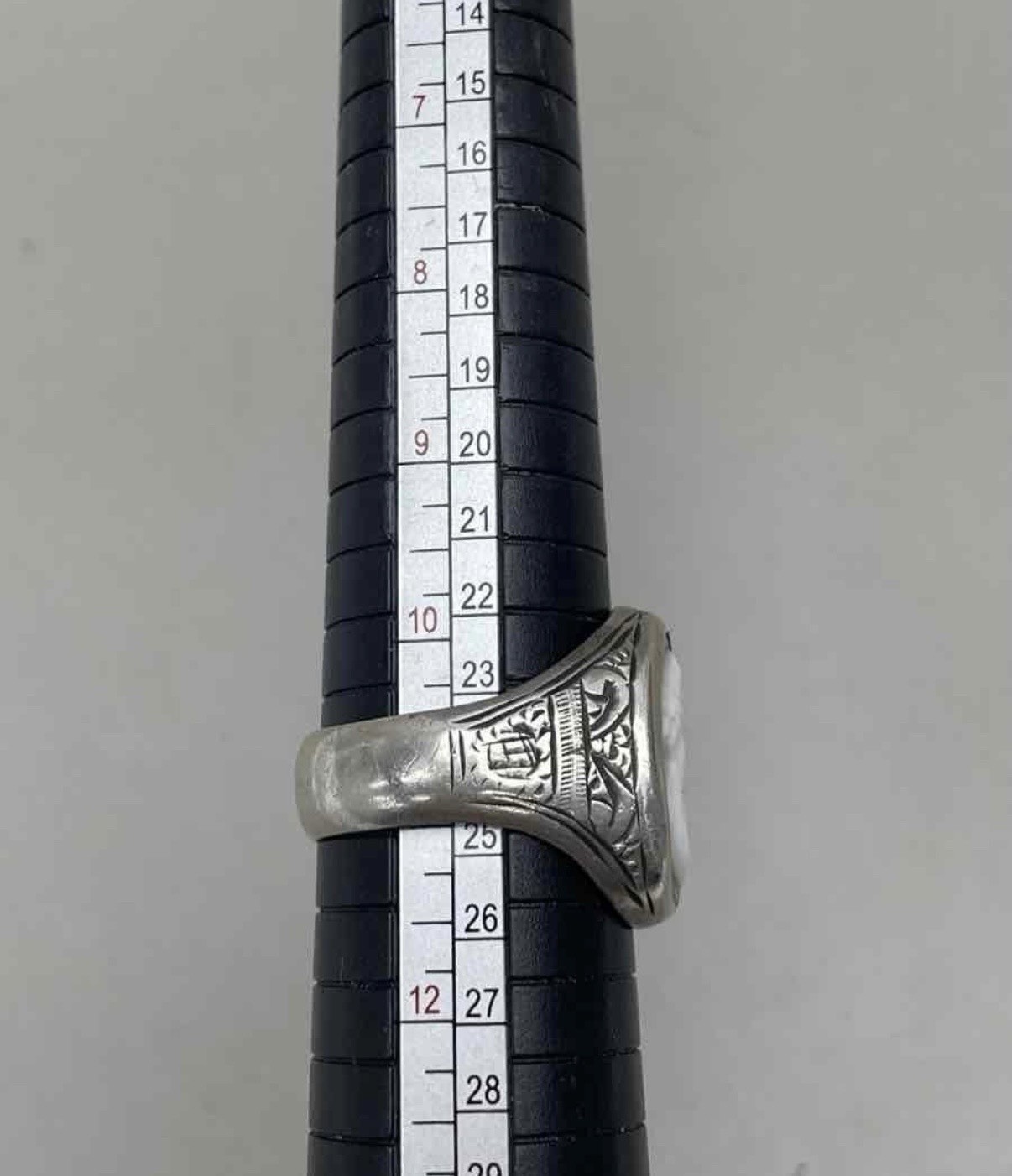 .925 Sterling Silver Vintage Etched /Carved Cameo Portrait Ring 9.4g – Size 11