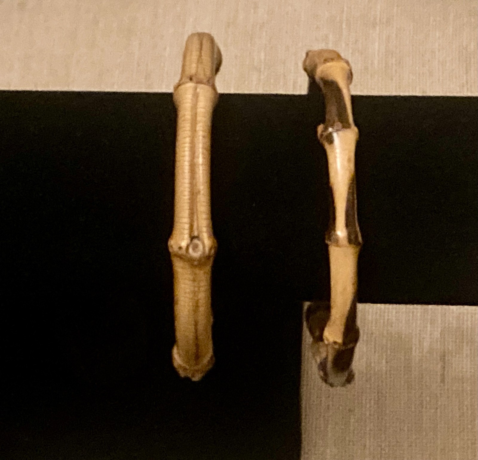 Vintage Burned Bamboo Wood Bangle Bracelet Rustic Boho Lot of 2