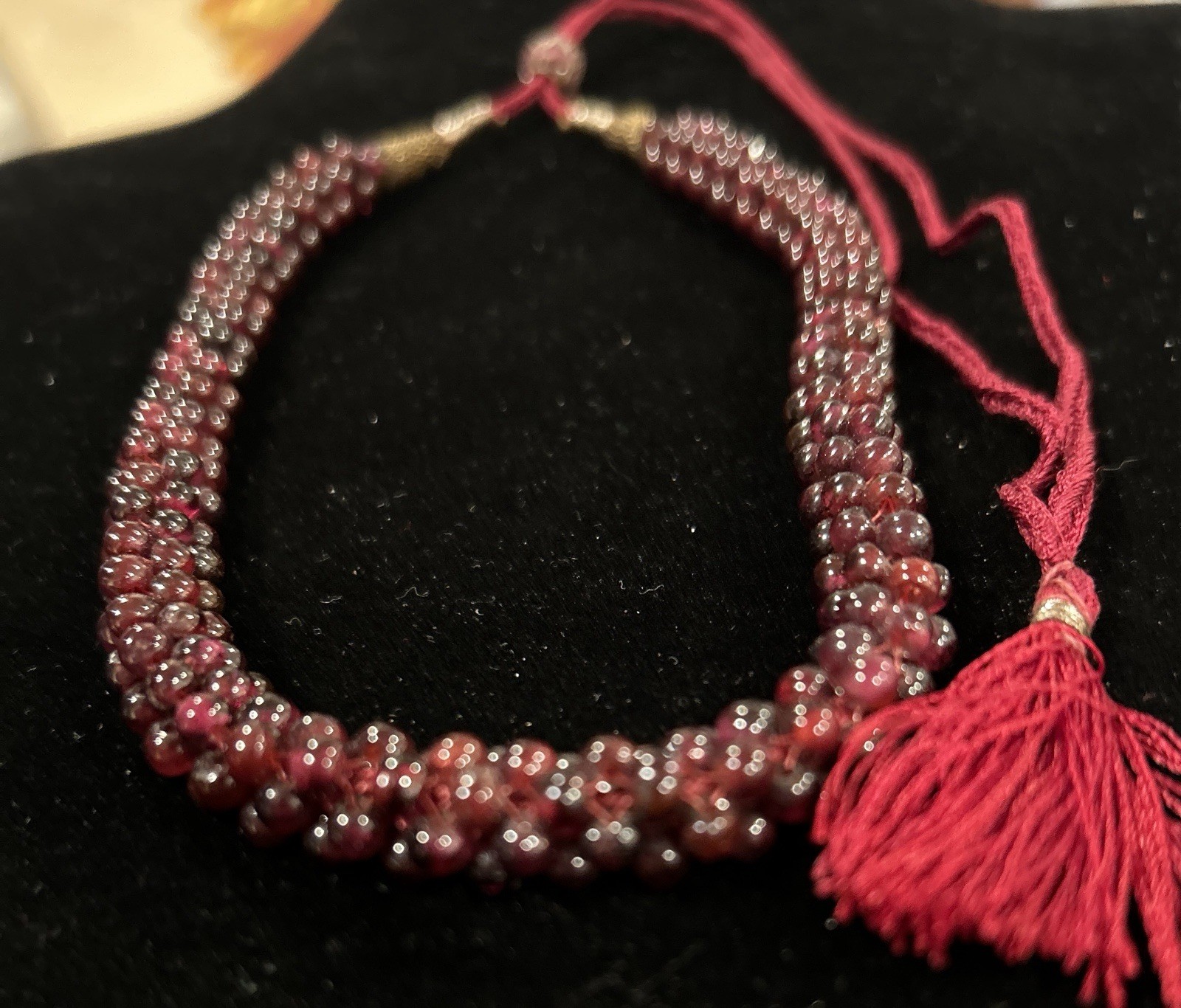 VTG CZECH Bohemisn Hand Made GARNET Rope NECKLACE