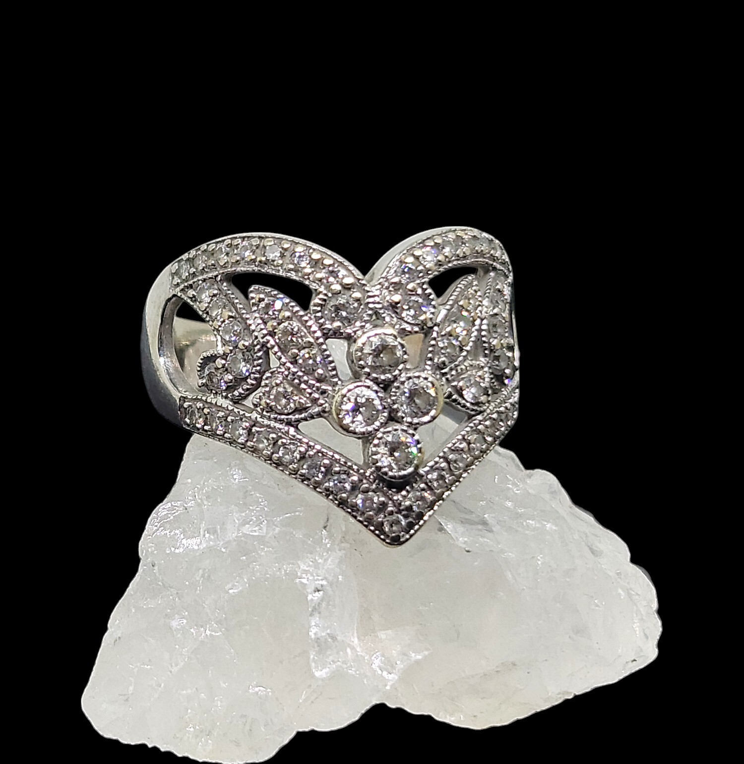 Vintage 14K White Gold 1.00 CTW Natural Diamond Filigree Band