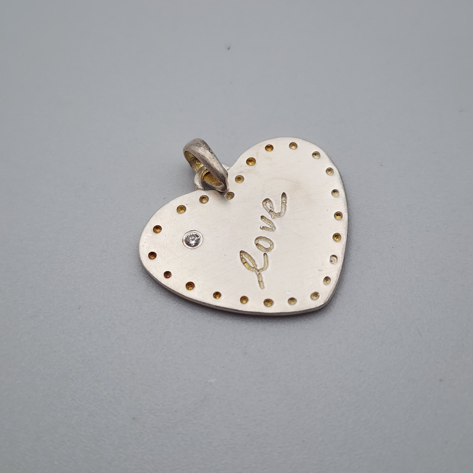 Stella & Dot Heart Shaped Love Pendant Signature Love Script Charm Silver NEW