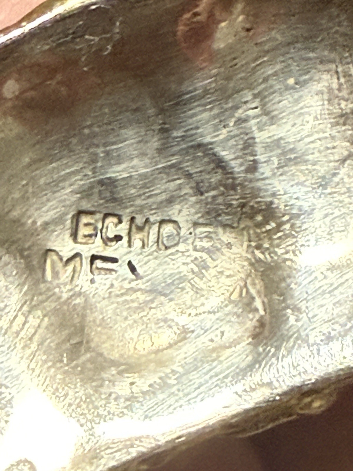 Vtg Mexican Brutalist Mixed Metal Cuff Bracelet Sterling Base Eagle Stamp 25.6g