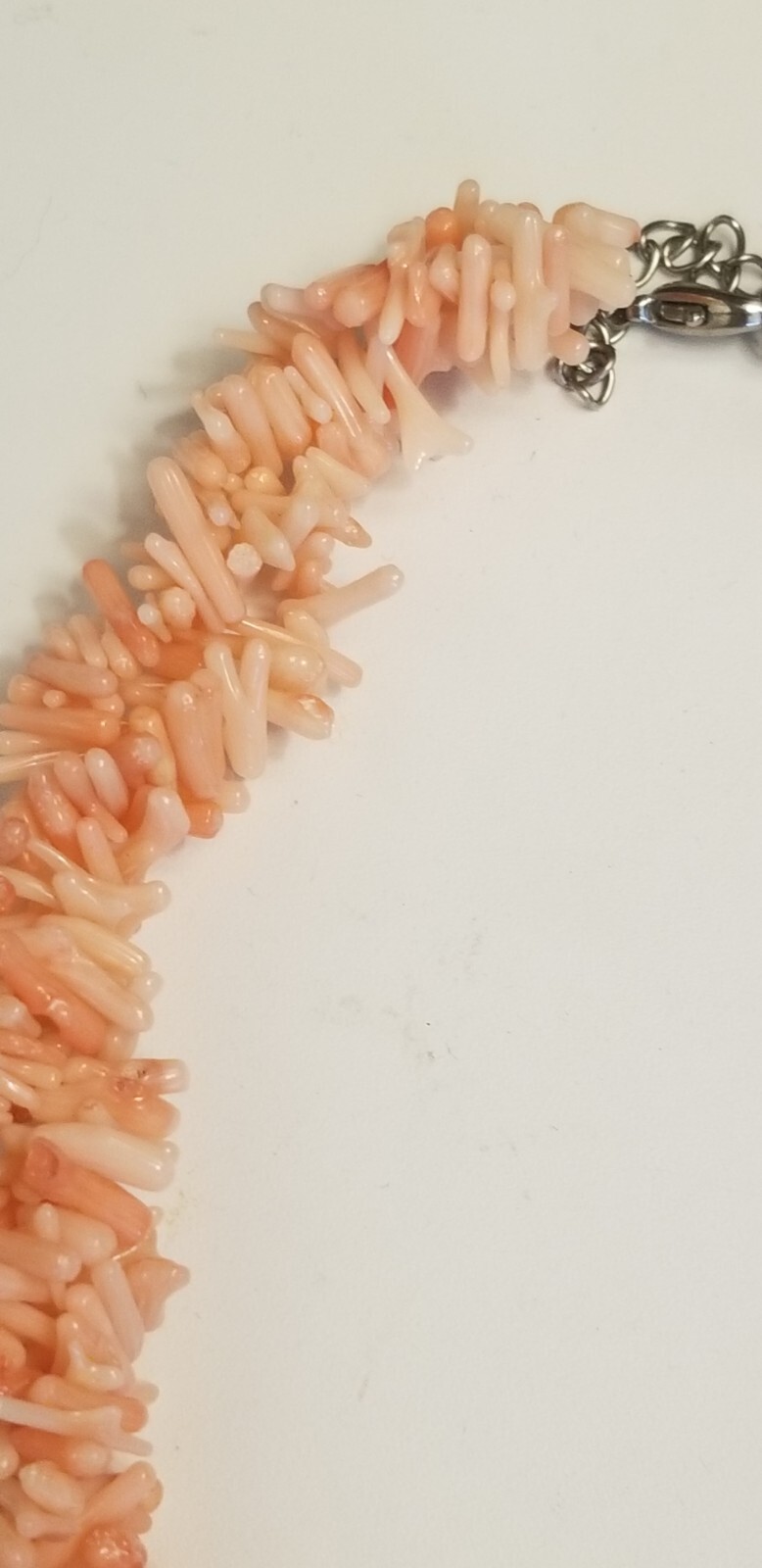 VINTAGE ANGEL SKIN BRANCH CORAL BEADS 3-STRAND TWISTED NECKLACE 76 GRAMS