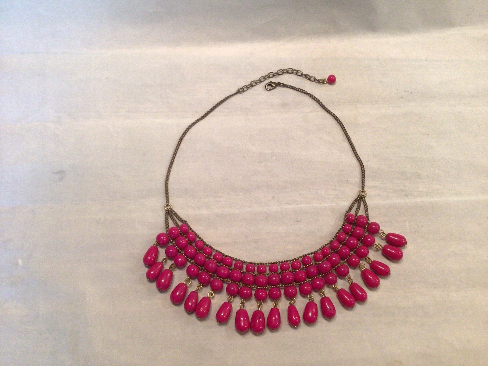 Vintage Bordeaux Red Beaded Fringe Bib Collar Necklace Multi Strand