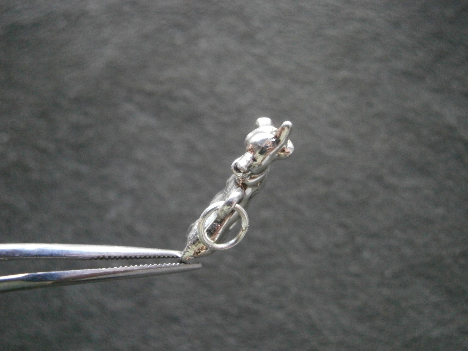 Dairy Cow with Bell Collar Vintage Shiny Silvertone Bracelet Charm Pendant 3.0g