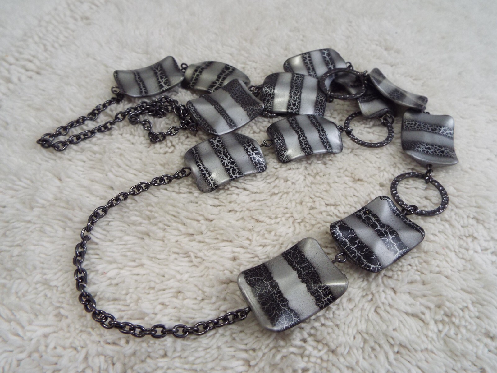 Gunmetal Black Gray Bead Chain Necklace (H8)