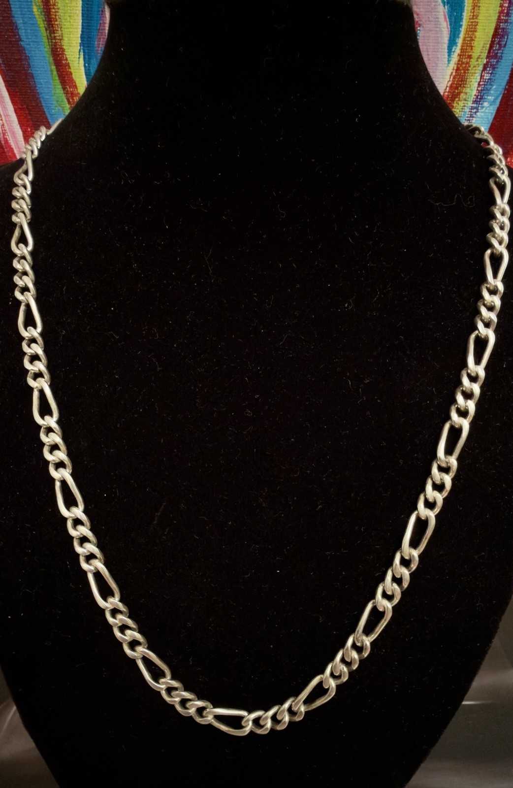 925 Sterling Silver Figaro Chain- 20″ – 50.5 cm -27g Vintage East European #1931