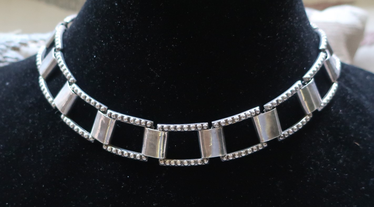 LOS CASTILLO TAXCO MEXICO Sterling Silver Square Chain Link Bracelet Necklace132