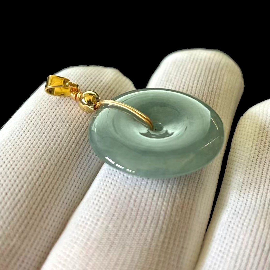 Hi-grade Natural Green Jade Jadeite Round Pendant Charm 22x22mm, Free Necklace