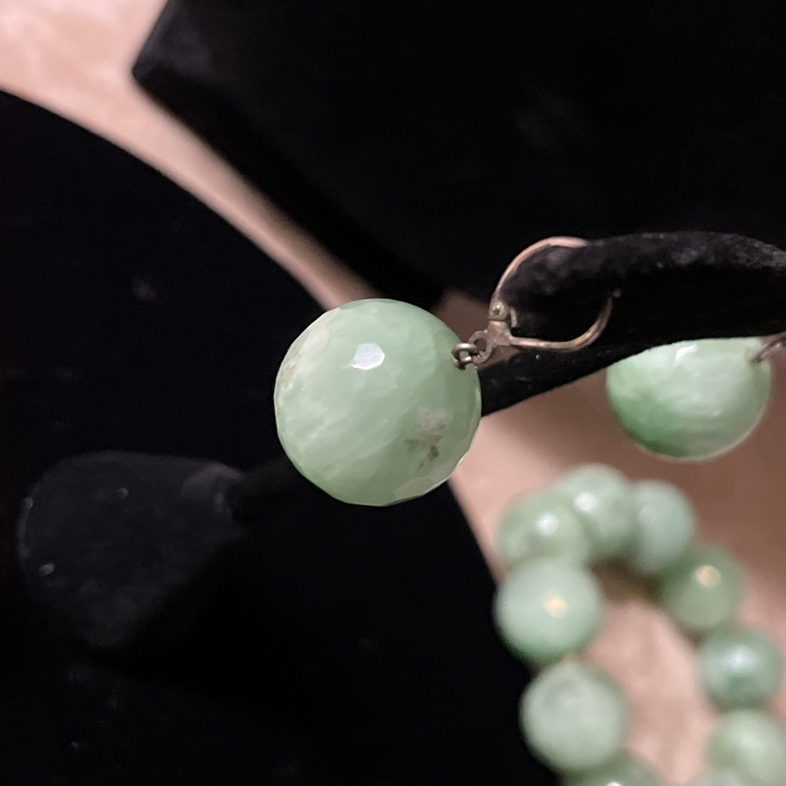 Vintage Estate Large Green Chrysoprase Beaded Necklace Bracelet Earrings Set