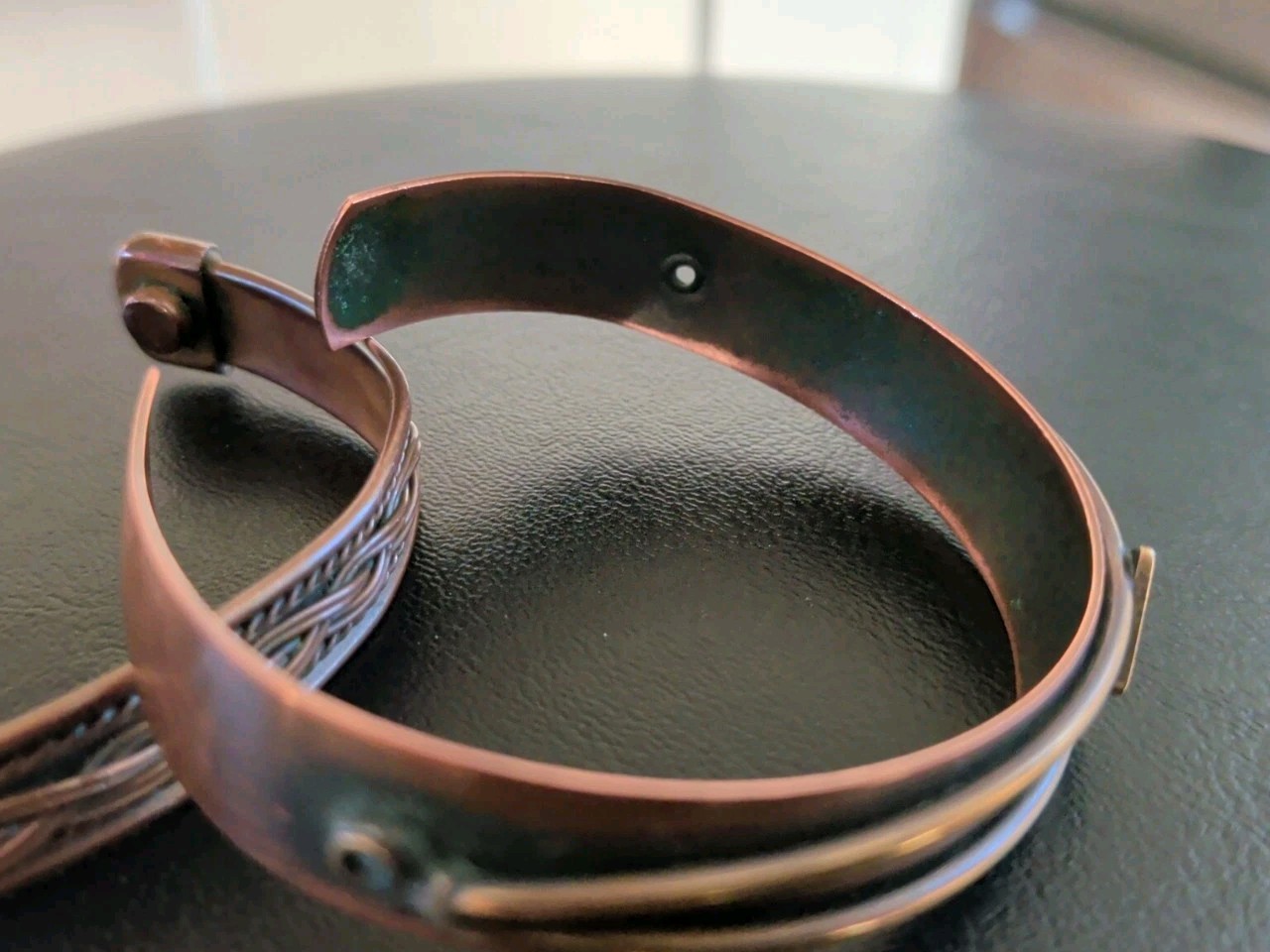 2 Vintage Genuine Copper Cuff Bracelet Different Styles, Braided, Marked, Stylis