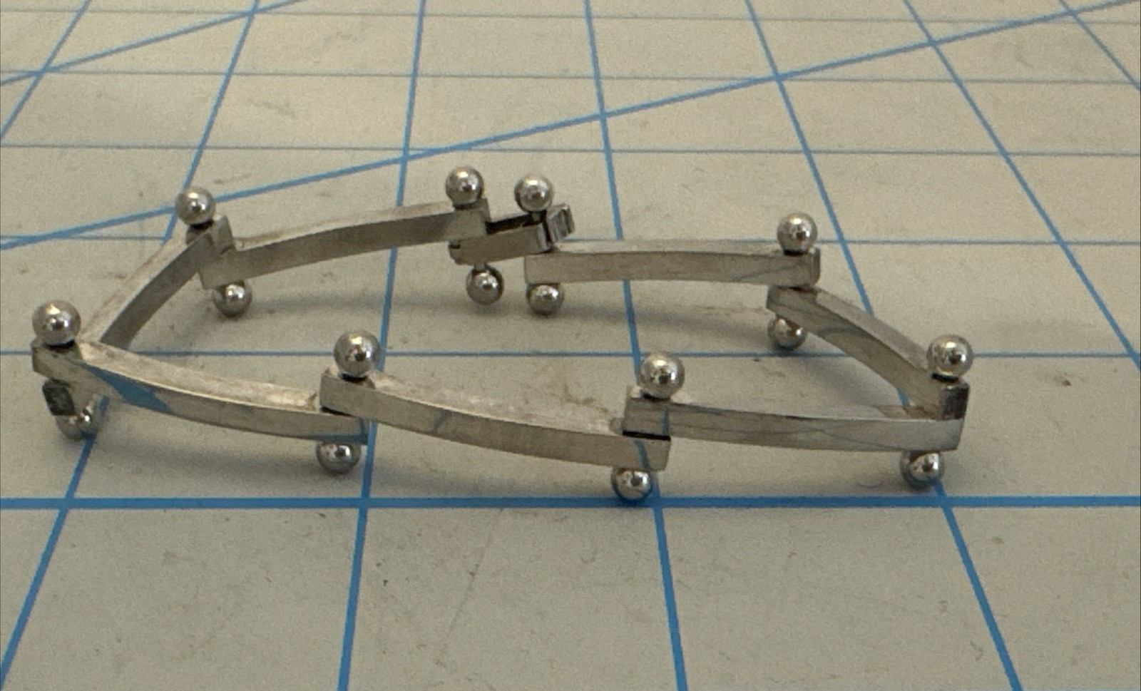 Vintage 925 Sterling Silver Bar Link Articulated Chain Bracelet 8″ 22.46 Grams