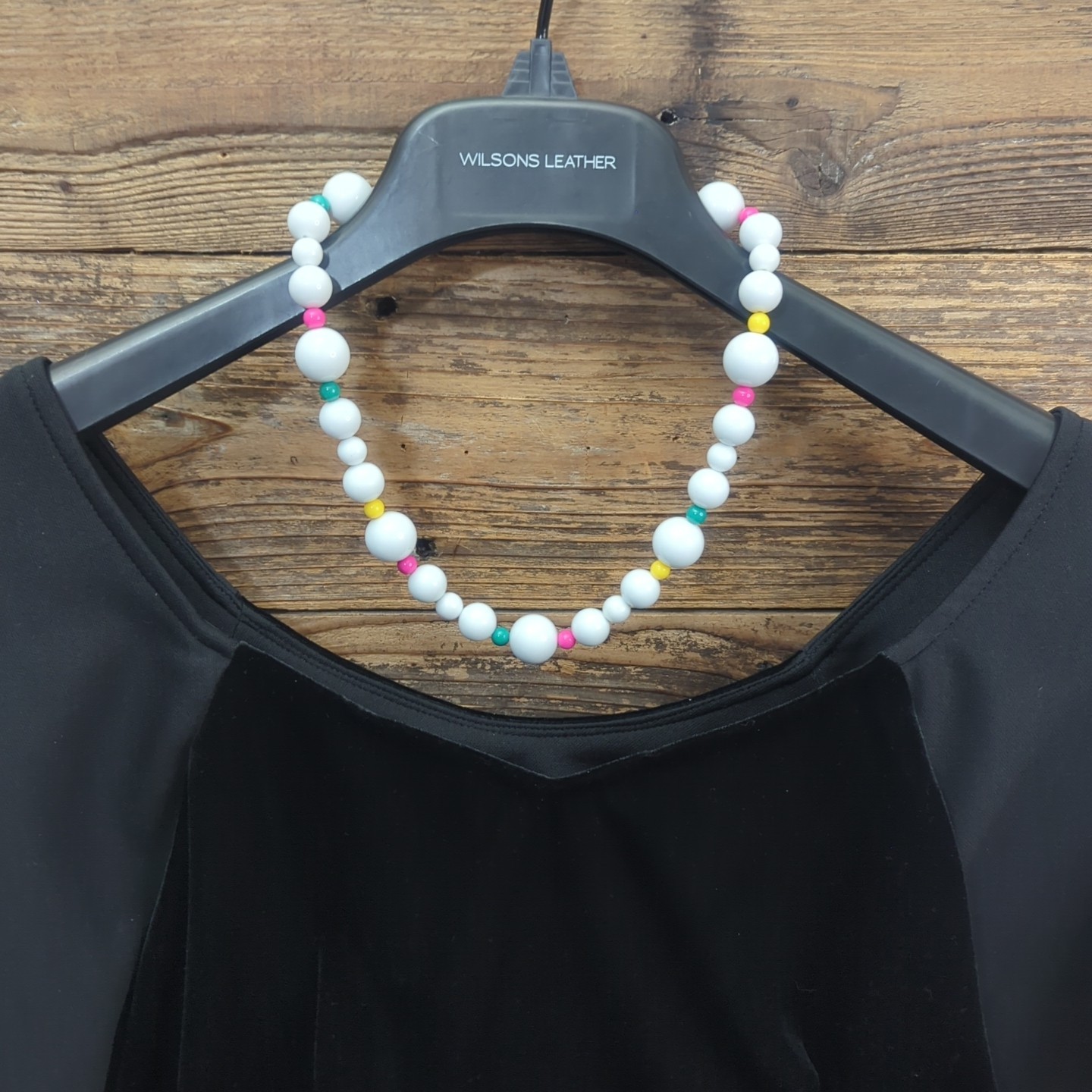Vintage Chunky White Beaded Statement Necklace Aqua Pink Yellow Retro