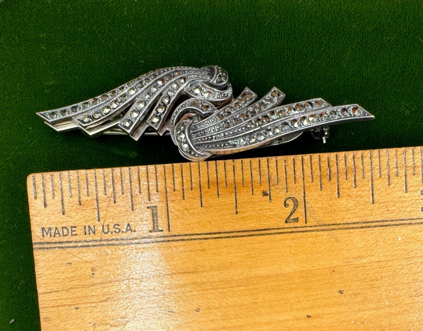 UTMOST RARE GERMAN DUETTE BROOCH DUO 2 DRESS CLIP MARCASITE STERLING SLVER Uniq!
