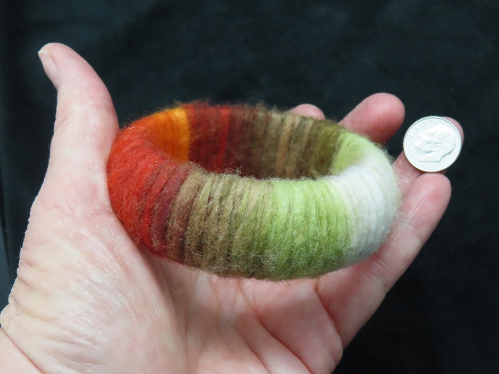 Vintage Contemporary Fall Colors Yarn Bangle Bracelet