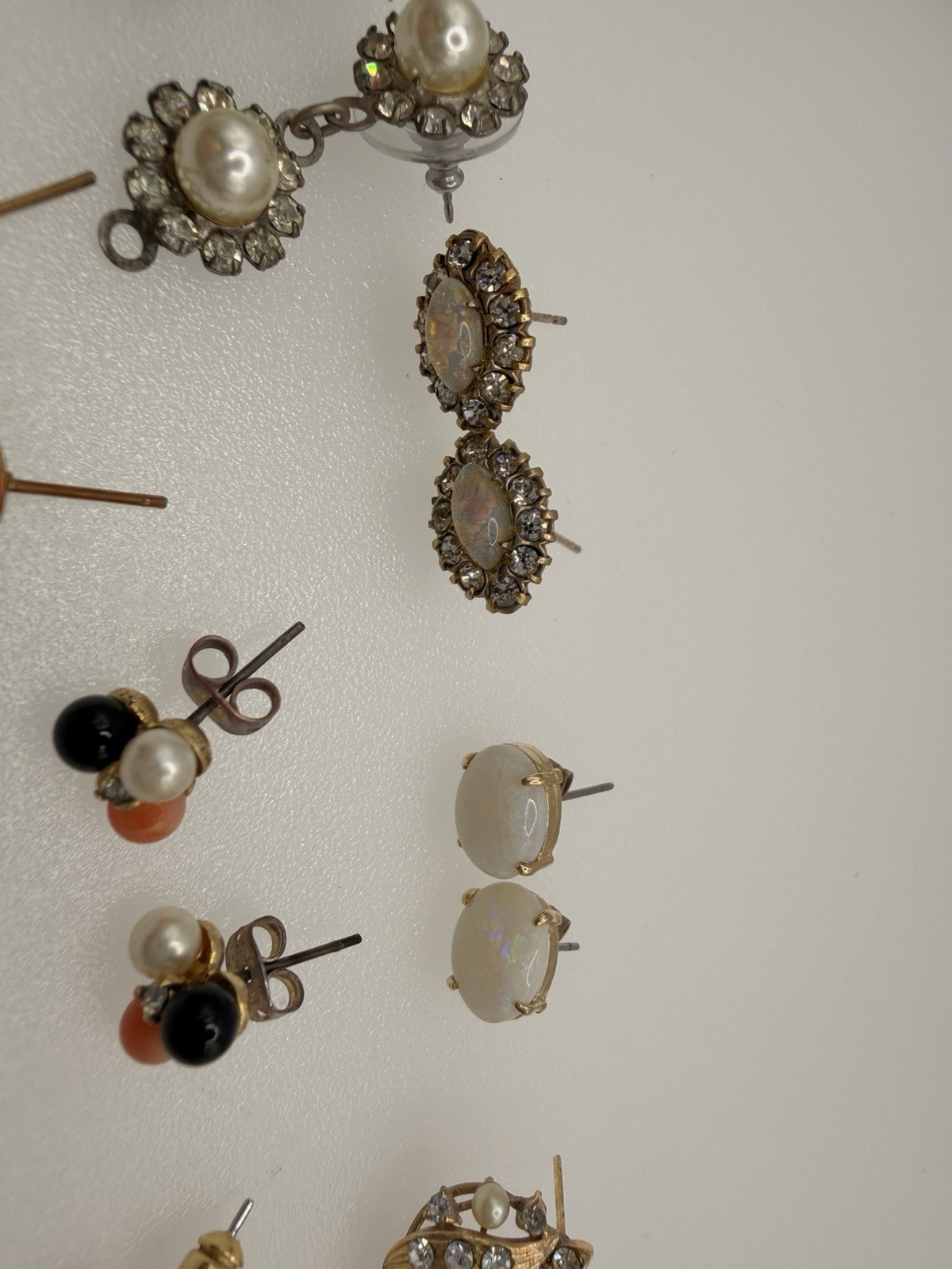 Lot 12 Vintage Post Earrings Sterling Silver Opal Pearl Coral Turquoise Mixed