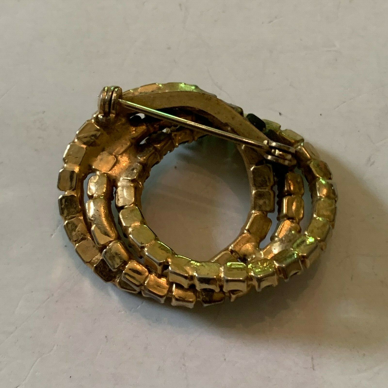 Vintage Purple Green And Blue Rhinestone Brooch