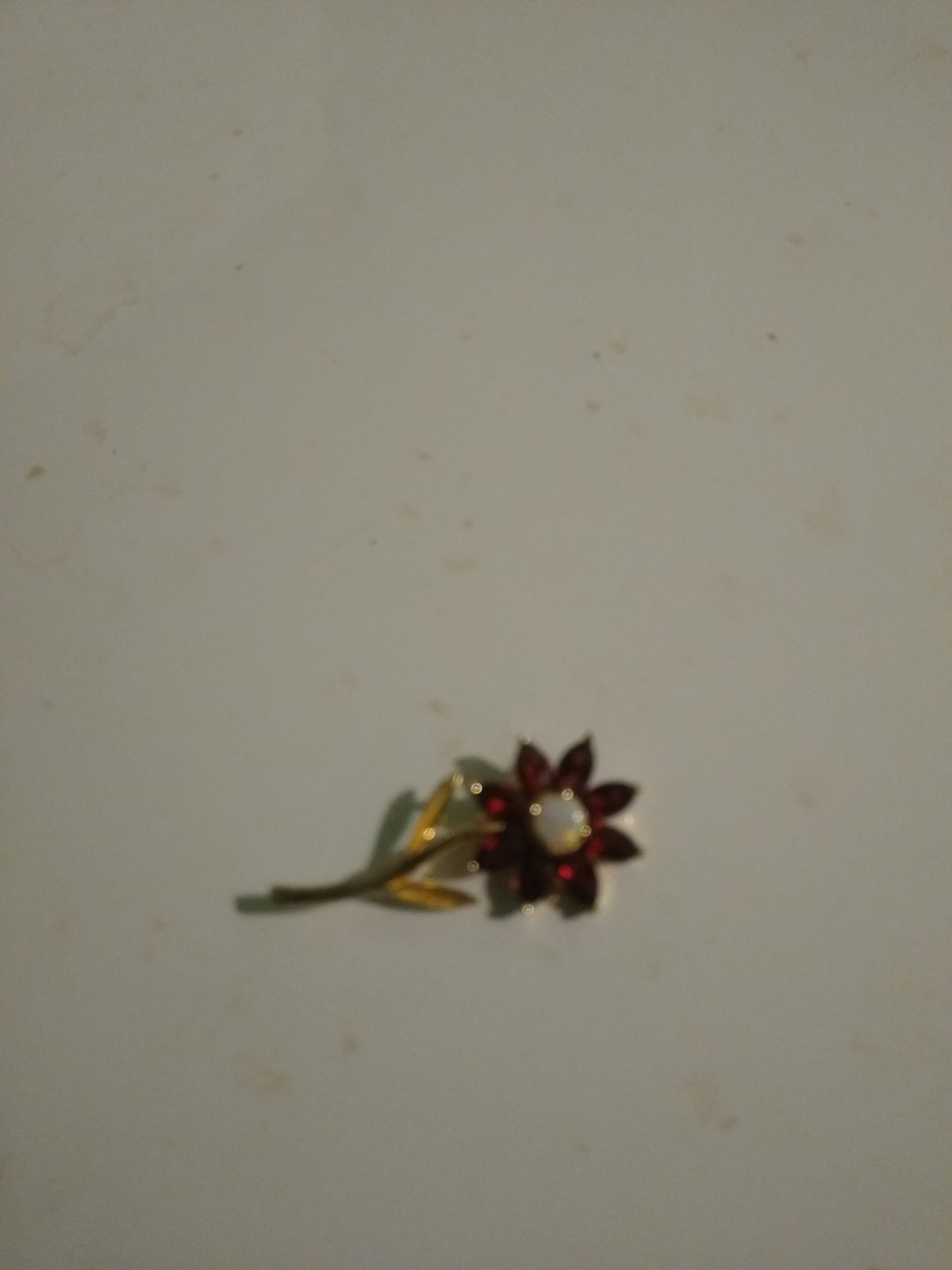 OPAL AND GARNET 14K YELLOW GOLD FLOWER PIN BROOCH