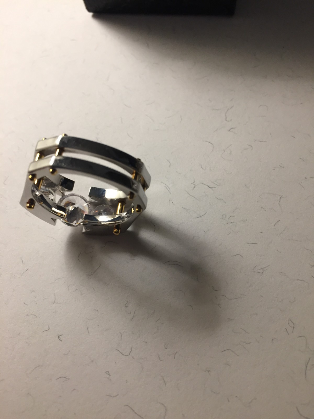 VTG Michael Valittuti 3ct CZ Tension Set NH Stainless Steel Square Band Ring SZ9