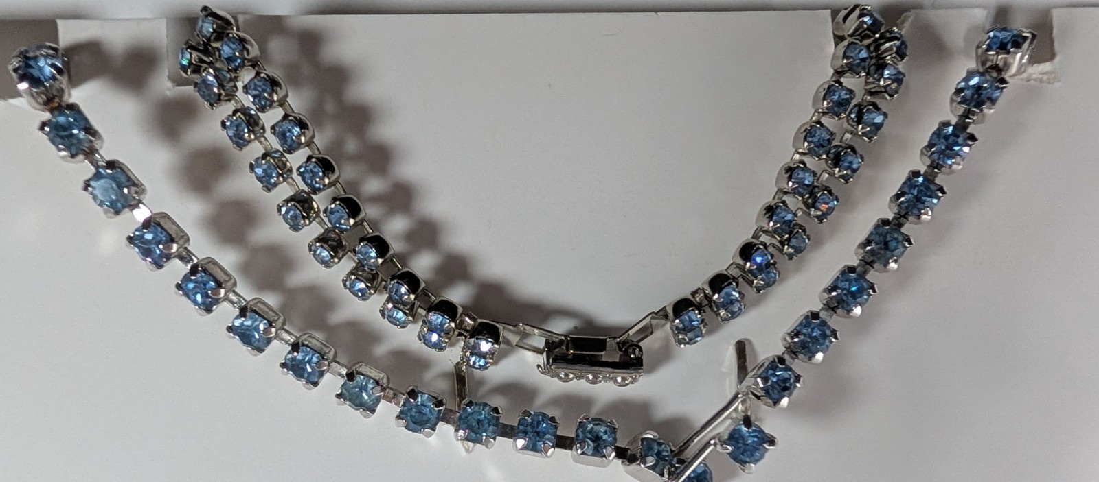 1950s Blue Rhinestone Jewelry Set Blue Rhinestone Necklace Earrings Bracelet