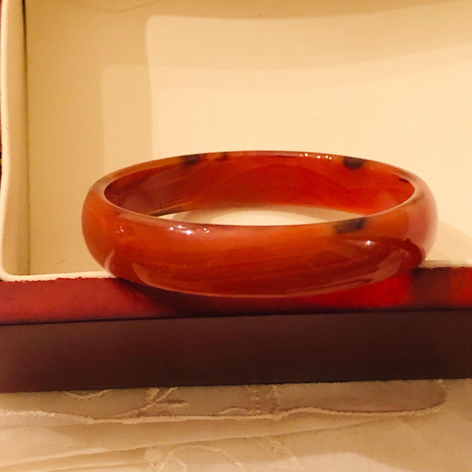 Natural Agate Bangle Bracelet Hand-Carved For Baby Child Small Adult Red 2 1/4″
